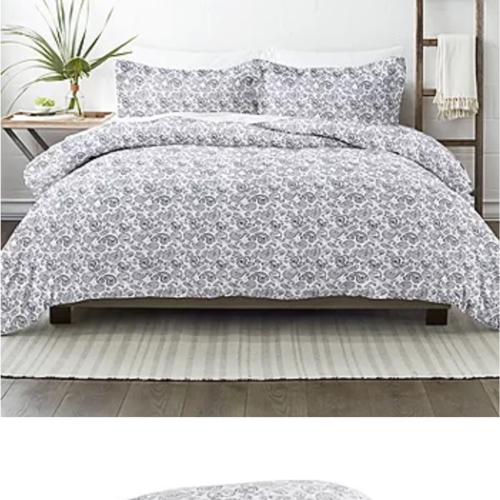 Kaycie Gray Fashion Premium Ultra Soft 3PC Coarse Paisley Print Duvet Cover Set